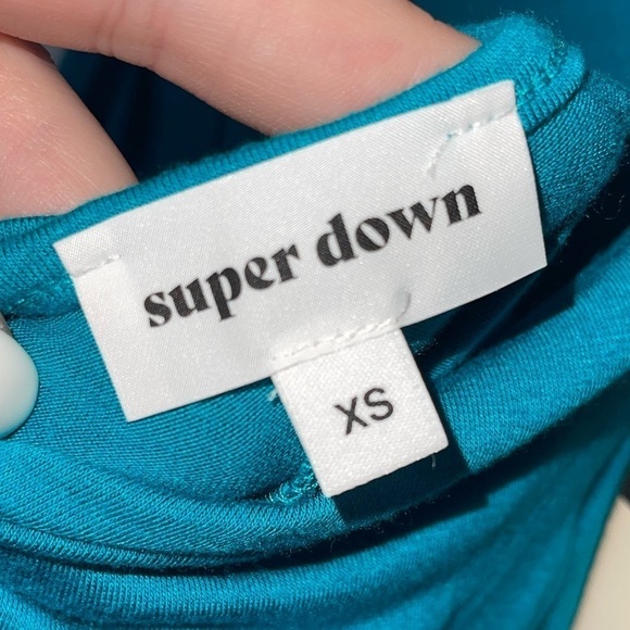 NWT SUPERDOWN x REVOLVE Teal Floral Ruffle Bodycon Mini Dress XS - Picture 8 of 9